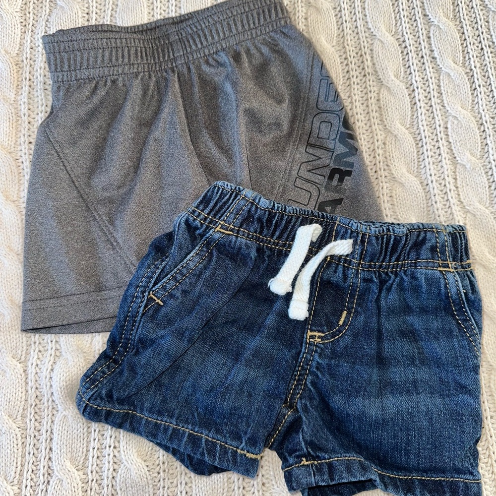 Under Armour Gray and Denim Old Navy Kids Shorts Set
